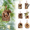 thumbnail image 2 of Beautynvta 6 Pcs Forest Animal Christmas Ornaments, 3.15'' Cute Forest Animal in Tree Hole Ornaments for Christmas Tree, Personalized Acrylic Hanging Ornament, Gifts for Animals Lovers, 2 of 5