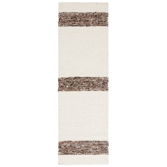 SAFAVIEH Natura Margaret Striped Runner Rug, Ivory/Brown, 2'3" x 8'