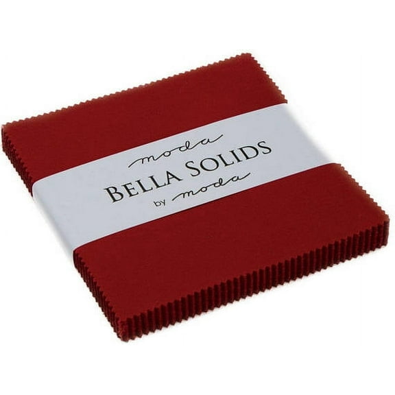 Bella Solids Country Red Moda Charm Pack; 42 - 5" Precut Fabric Quilt Squares