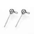 thumbnail image 3 of 100pc 304 Stainless Steel Ball Stud Earring Findings with Loop Stainless Steel Color 15x7x4mm Hole: 1.7mm Pin: 0.8mm, 3 of 3