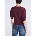 thumbnail image 3 of Scoop Women's Short Sleeve Rib Cardigan Sweater, Sizes XS-XXL, 3 of 4