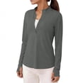 thumbnail image 3 of WULMLEO Women's Pullover Quarter Zip Sweatshirt Thermal Shirts Long Sleeve Athletic Tops Gray L, 3 of 5