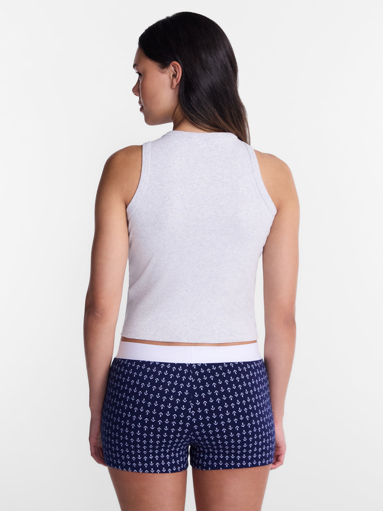 No Boundaries Sleepwear Ribbed Tank Top and Boxers Set from our Cloud Core Collection, 2 Piece, Women’s and Women’s Plus XXS-3X
