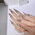 thumbnail image 1 of Armadura hecha a mano con estampado de leopardo, estilo Spice Girl, diseño de uñas francesas con forma de ojo de gato, productos terminados de armadura blanca extraíble, 1 of 5