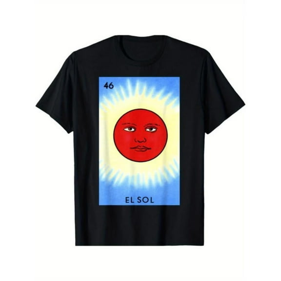 Vintage El Sol Sun Face Graphic Tee Mexican Lotería Card Shirt