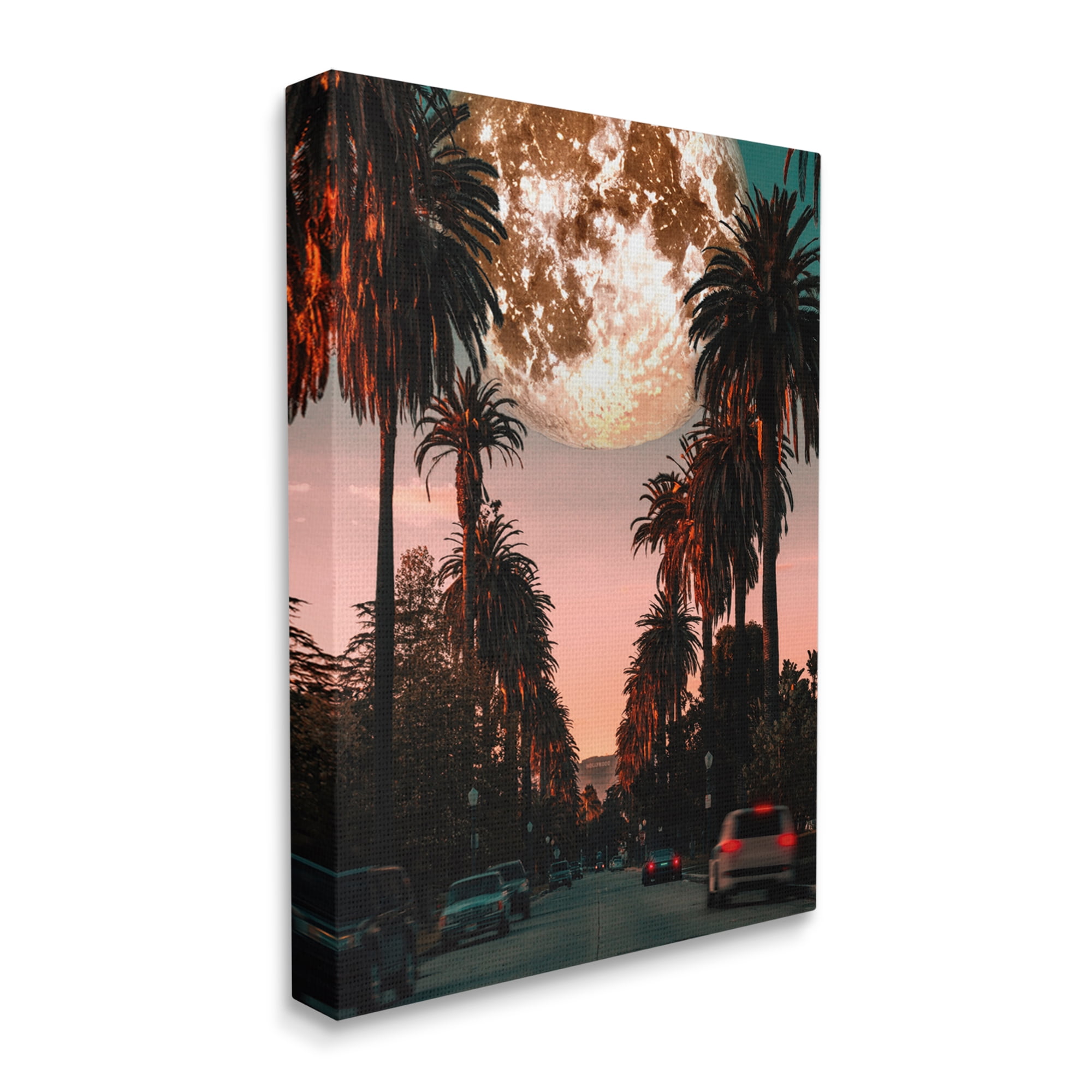 Stupell Industries Tropical Moon Sunset Botanical & Floral Painting Gallery Wrapped Canvas Art Print Wall Art, 36 x 48