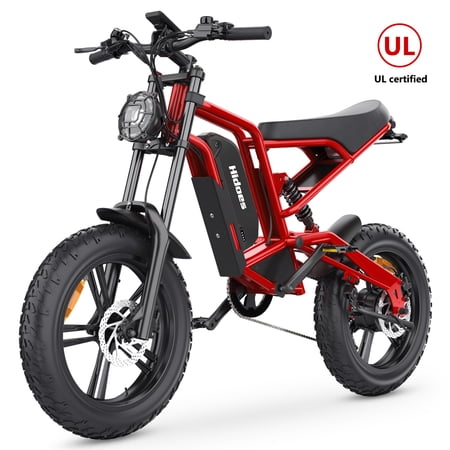 Hidoes Electric Bike Mountain E-bike for Adults with 20" Fat Tire, 1200W 7 Speeds Cruiser Ebike Adult Electric Bikes up to 32mph & 43miles, 330lbs Capacity