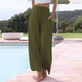 thumbnail image 3 of Pantalones De Pierna Ancha Pantalones holgados de mujer Pantalones casuales de lino de algodón sólido Pantalones femeninos (verde militar S) Cgtredaw para Mujer ejercito verde T S, 3 of 6