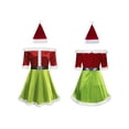 thumbnail image 5 of Women Christmas Santa Dress Deluxe Mrs. Claus Costume Off Shoulder Velvet Dress Santa Hat Set Cosplay Outfits, 5 of 6