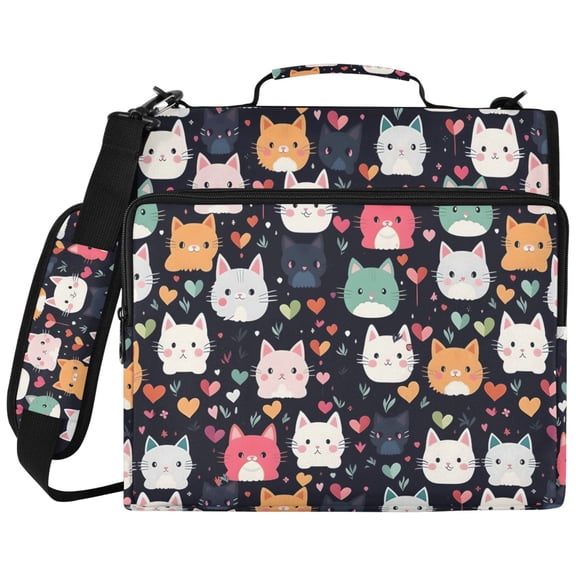 ALAZA Zipper Binder Cats Animals Pattern 2 inch 3 Ring 500 Sheet Capacity Trapper Keeper File Folder Organizer Bag