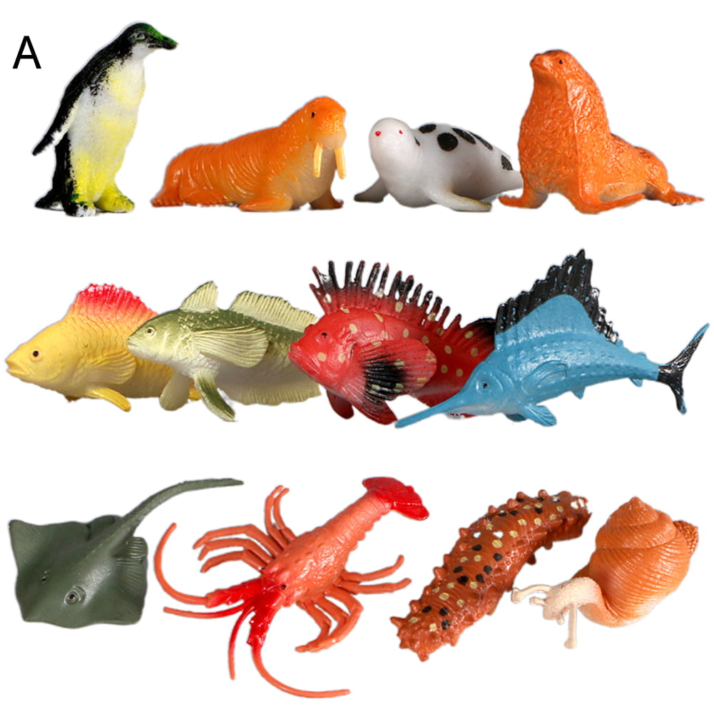 Lifelike Ocean Animal Model Plastic Penguin Toy Birthday Gift Pack of 12 