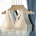 thumbnail image 6 of harmtty 3/4 Cup V-Neck Beautiful Back Front Button Women Bra Seamless Push Up Thin Underwear,Beige,M, 6 of 8