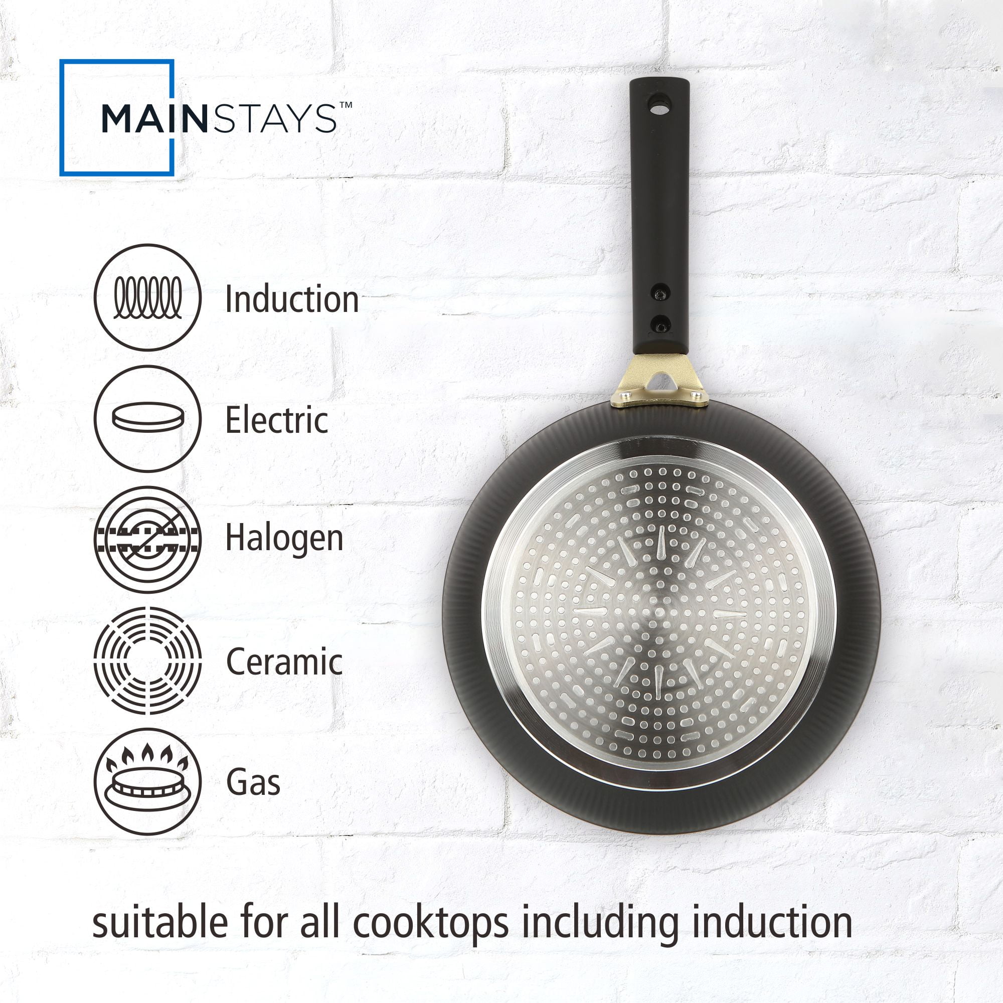 Mainstays Striped 10 Pcs Nonstick Ceramic Cookware Set Black
