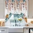 thumbnail image 5 of Swag Curtains Valances for Windows, Rustic Fall Thanksgiving Short Kitchen Window Curtains Over Sink, Orange Blue White Pumpkins Leaf Cafe Curtains Panel Set Of 2,Rod Pocket, 36 Inches Length, 5 of 8