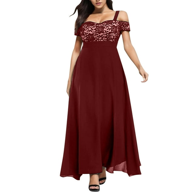 Ketyyh-chn99 Robes d'Été pour Femmes Grande Taille Robe Maxi à Manches Longues Robe Longue Confortable Bordeaux,5TG