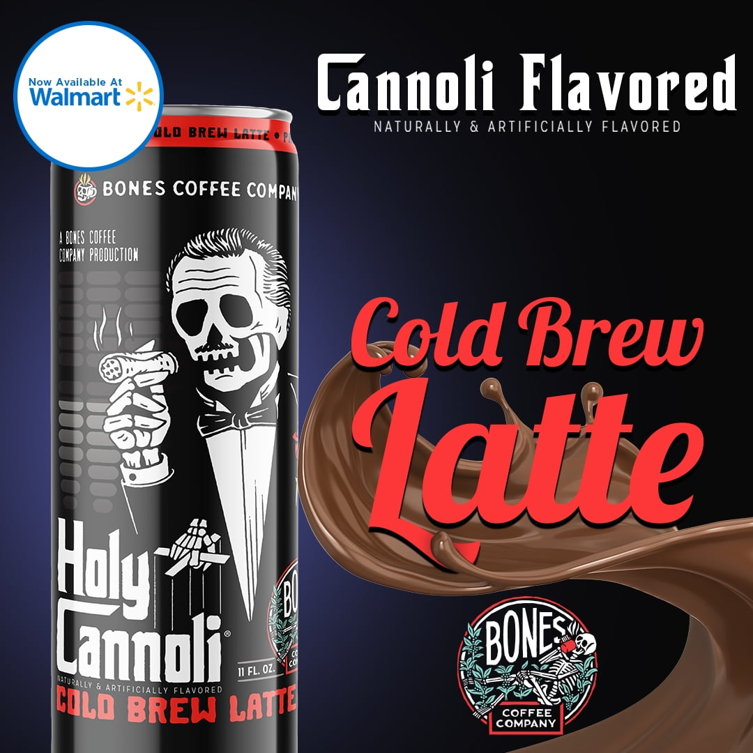 (2 pack) Bones Coffee Holy Cannoli Cold Brew Latte, Cannoli Flavored Ready-to-Drink Coffee with Cows Milk, 11 fl oz Can