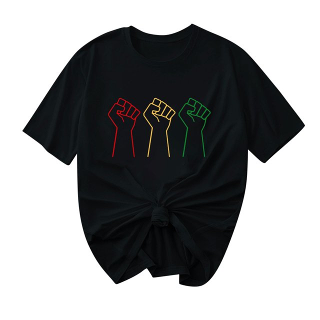 Camiseta de Cuello Redondo Impresa Nueva Moda Casual de Manga Corta de las Mujeres, Mezcla Ligera de Poliéster para la Primavera