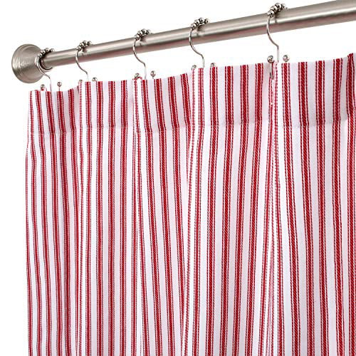 Cackleberry Home Red And White Ticking, Ticking Shower Curtain