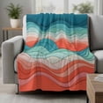 thumbnail image 2 of Teal Red Ocean Waves Blanket Soft Cozy Warm Throw Blanket for Couch, Plush Fuzzy Flannel Fleece Blankets for Sofa, Summer Beach Coastal Abstract Bed Blankets Lightweight Gifts for Women, 30"x40", 2 of 9