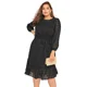 thumbnail image 1 of Vestido de fiesta elegante de manga larga para mujer, vestido de noche Formal negro con cintura anudada, Midi escalonado, talla grande, 6XL, 7XL, 1 of 7