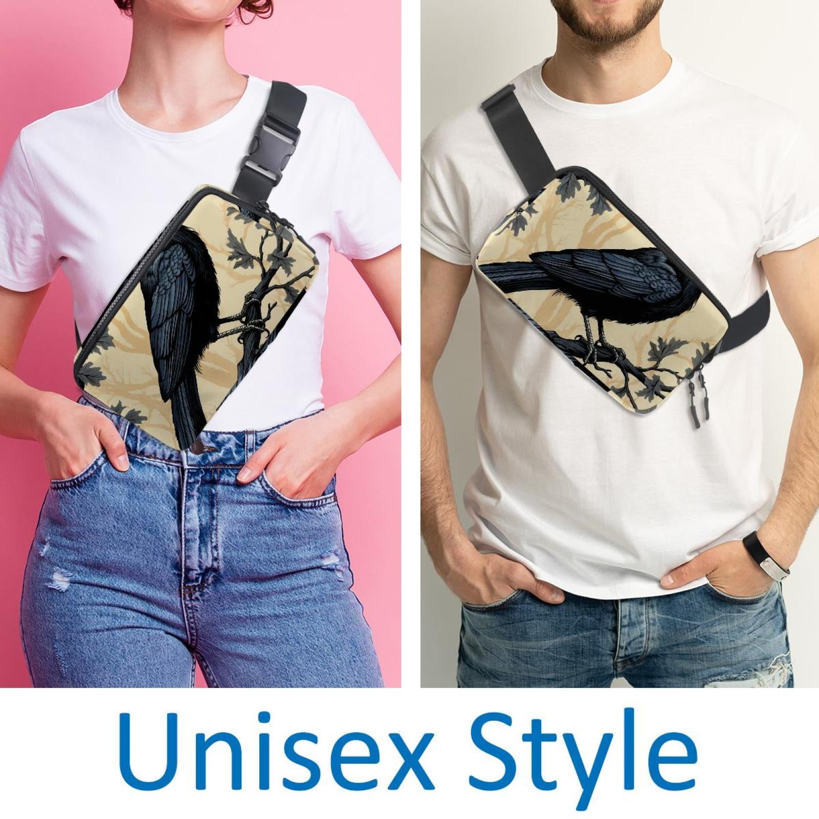 Crow Lightweight Adjustable Sling Bag Waist Pack with Extension Strap Unisex - Ideal for Travel and Outdoor Activities