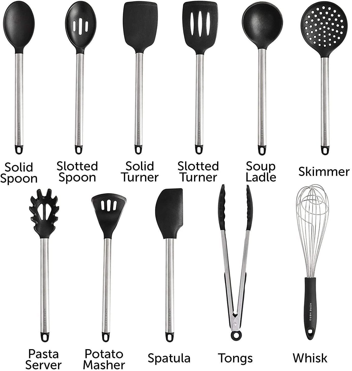 Home Hero Kitchen Utensil Cooking Set - Black/Silver, 44 Pieces for sale  online