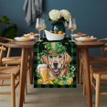 thumbnail image 2 of St Patricks Day Table Runner - 108 Inch Long, Kitchen Dining Table Runner Dresser Scarves, Watercolor Dogs Green Shamrock Plaid Farmhouse Decor for Coffee Tables Wedding Party Banquet, 2 of 8