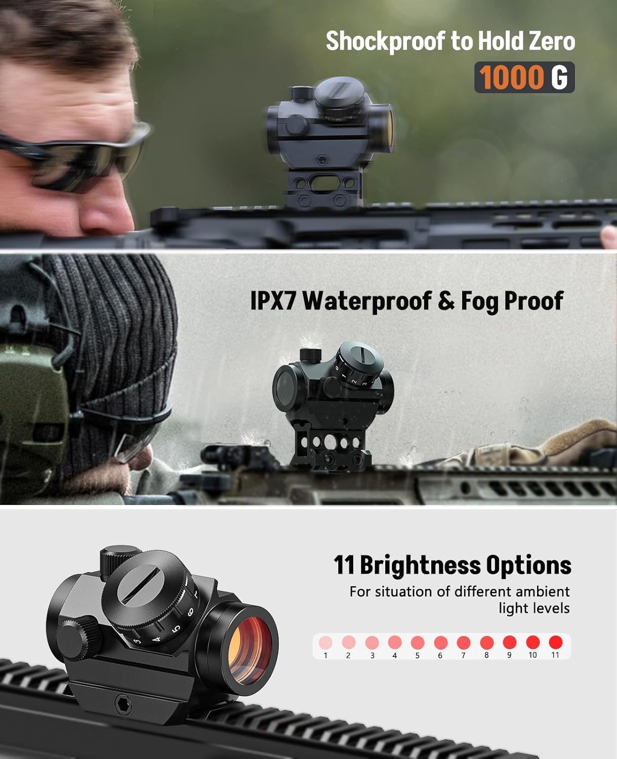 2MOA Red Dot Sight 1x25mm Reflex Sight Waterproof & Shockproof & Fog-Proof Red Dot Scope with 1 inch Riser Mount