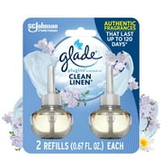 Glade PlugIns Air Freshener Refills, Clean Linen, Infused with Essential Oils, 0.67 oz, 2 Count