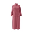 thumbnail image 2 of Women's Zip-Up Long Sleeve Sleep Robes Fall Stand Collar Mid-Length Loungewear Shower Soft House Robes S-3XL, 2 of 5