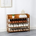 thumbnail image 3 of Bamboo Shoe Rack, 4-Tier Shoe Rack Organizer for Entryway Hallway Closet, Brown(31.50''L), 3 of 7