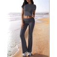 thumbnail image 6 of Solid Color Slim Fit Short Sleeve Trousers Suit Dark Gray M, 6 of 8