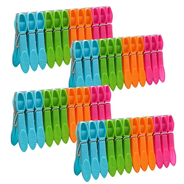 Fiudx Pinzas de Ropa de Colores, Pinzas de Plástico Resistentes Al Viento, Resortes Metálicos Inoxidables, Diseño Antideslizante, para Asegurar Ropa y Documentos, para Usar En Casa o En La Playa, Jue