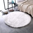 thumbnail image 3 of 90 Diameter Round Rug, Faux Fur Rug, Cozy Feel Like Real Wool Faux Fur Rug, Man-Made Wool Sofa Rug Cushion (White), 3 of 5