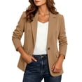 thumbnail image 5 of Women's Blazer Business Casual Lightweight Suit - Long Sleeve Slim Fit Work Office Jacket with Pockets Khaki L, 5 of 7