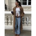 thumbnail image 3 of Abrigos largos de lana con solapa para mujer, abrigo holgado de doble botonadura con bolsillos, ropa de calle elegante para mujer, moda de otoño, nuevo, 3 of 5