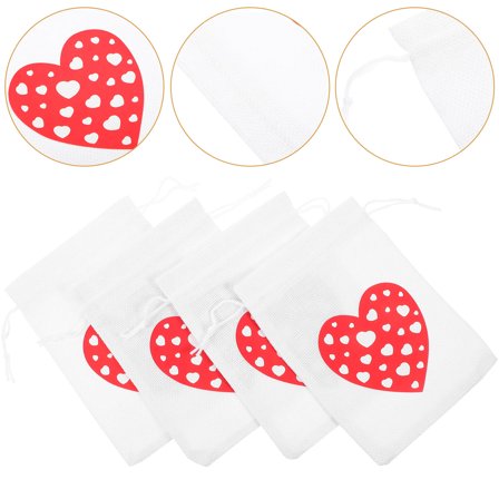 GAXIRE Valentine's Day Goodie Bags 10Pcs Heart Shaped Cotton Linen for Party Favors