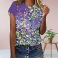 thumbnail image 2 of Pompotops T-Shirt Décontracté à Col Rond pour Femmes, Imprimé Graphique, Manches Courtes, Mode Douce, Blouse Décontractée pour Femmes, 2 of 5