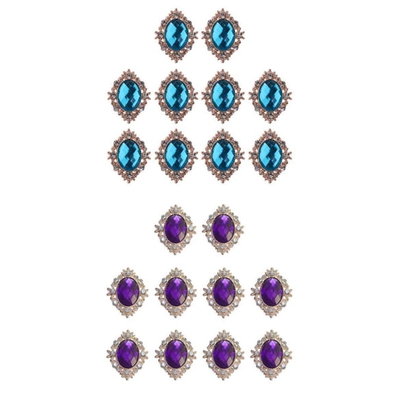 GUOOL 20pcs Flat Back Beads Button Card Making Embellishments DarkPurple LakeBlue DarkPurple
