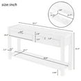 thumbnail image 4 of Lunale 55.1" Console Table with 2 Drawers and 1 Shelf, Rectangular Table with Acacia Veneer for Entryway, Living Room, Black, 4 of 7