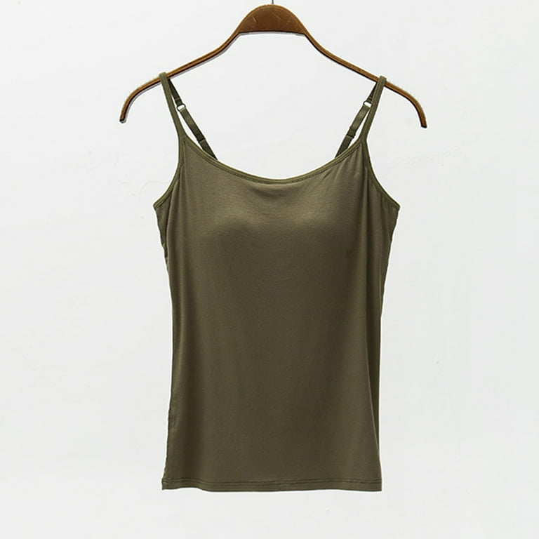 Cami Tops with Built in Bra Woman Modal Built-in Bra Padded