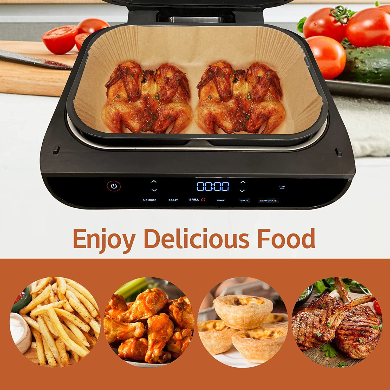 Air Fryer Liners,125PCS Air Fryer Liner Disposable Paper Air Fryer Parchment Paper Liners Rectangular Air Fryer Accessories Baking Paper