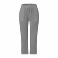 thumbnail image 4 of Women's Casual Pants Women High Waist Pants Pants With Pockets Wide Leg Cropped Pants For Women,Gray Women's Casual Pants M, 4 of 7