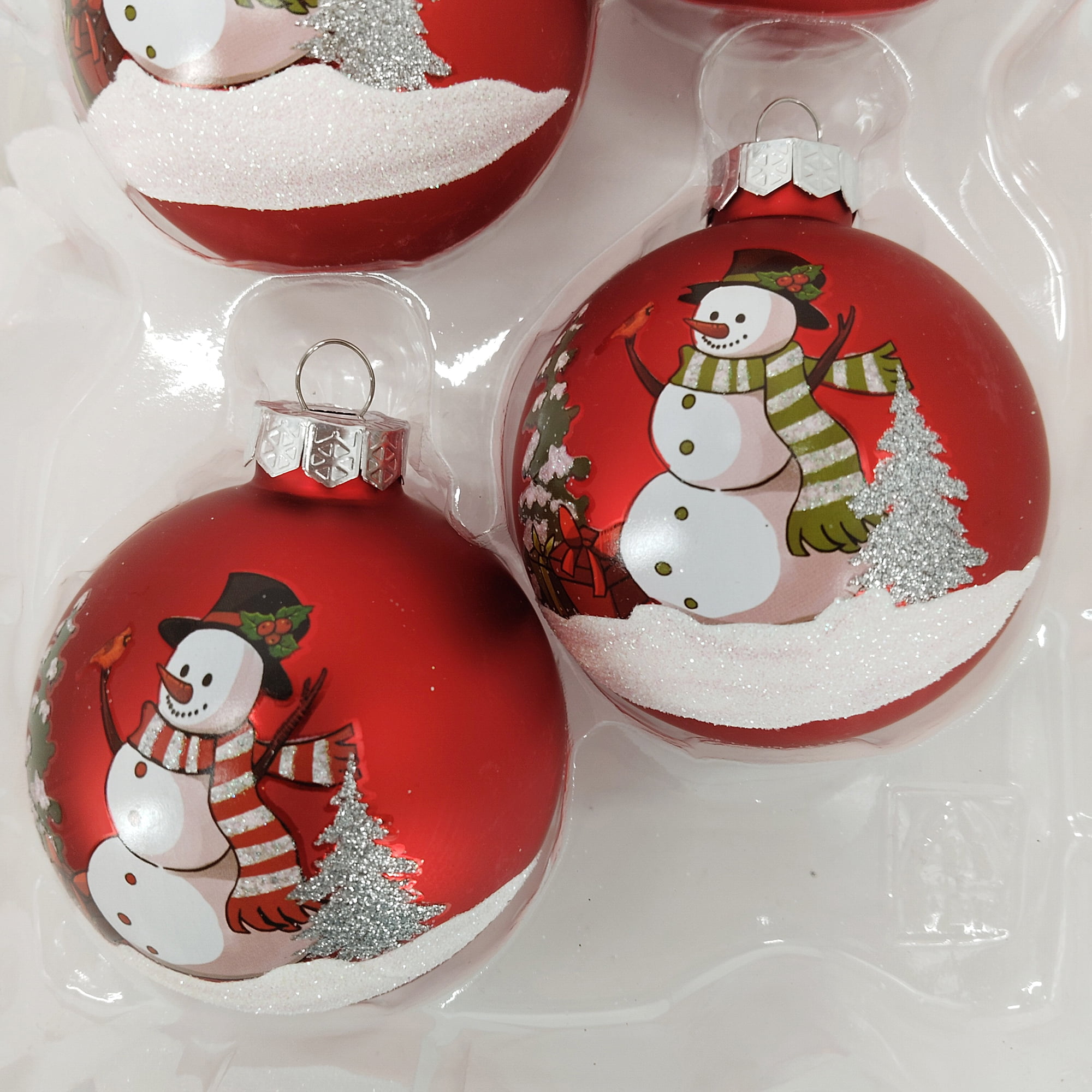 Holiday Time Dia 65mm 4Ct Snowman Glass Ornament, Holiday Time DIA 65mm 4CT SNOWMAN Glass Ornament