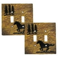 thumbnail image 1 of Ensemble de 2 Silhouettes de Cheval Western et Pins Mural Double Toggle Switch Plate, 1 of 6