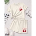 thumbnail image 5 of Grblisyd Girls Outfits Size 10-12 Cute Cherry Print Crew Neck Short Sleeve Tops and Elastic Waist Bike Shorts Set, 5 of 5