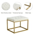 thumbnail image 5 of Velvet Shoe Changing Stool, Upholstered Footrest Ottoman with Golden Metal Base, Square Vanity Chair Tufted Footrest, Modern Sofa Stool Rest Stool for Clothes Shop, Living Room, Bedroom, White, 5 of 7