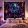 thumbnail image 2 of Crystal Ball with Haunted House and Full Moon, Eerie Gothic for Goth Decor Fans, Mystical Home Decor, Halloween Gift, Tapestry Wall Hanging for Bedroom and Dorm, 2 of 7