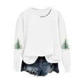 thumbnail image 3 of zaveiop Sweatshirt for Women Novelty Casual Long Sleeve Christmas Tree Print Crewneck Printed Pullover Oversized Cute Loose Thermal Comfort Tops (Z1-White, L), 3 of 3