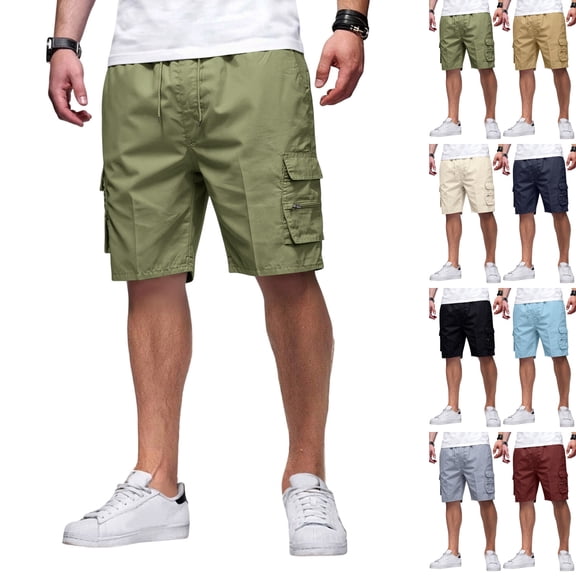 Cargo Shorts for Men Relaxed Fit Fishing Chino Shorts with Pockets Knee Length Summer Casual Work Bermudas,Army Green,L